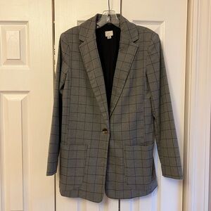 Plaid Grey Oversized Blazer